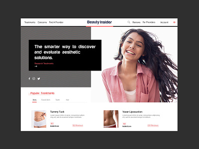 Beauty Insider - Website Design beauty brand dark design icons service typography ui uiux webdesign website