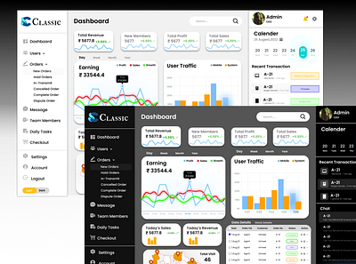 Concept Of Light & Dark Mode admin panel dark mode dashboard design figma light mode logo ui ux website