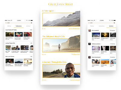 Great Jones Street App app clean fiction interaction design ios minimalistic mobile modern product product design stories ui