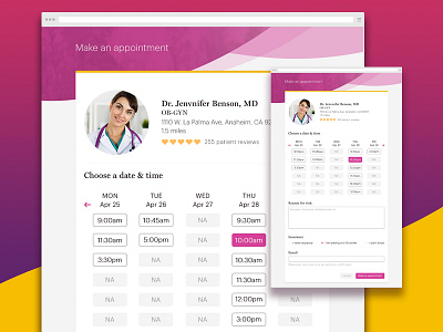 Make an appointment appointments doctor female doctor gynecologist health interaction design landing page minimalistic modern product product design ui