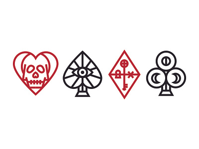 Let's play cards cards cult illustration lines playing skull symbols thick