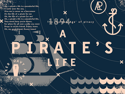 A Pirate's Life anchor illustration monogram pirate ship typography