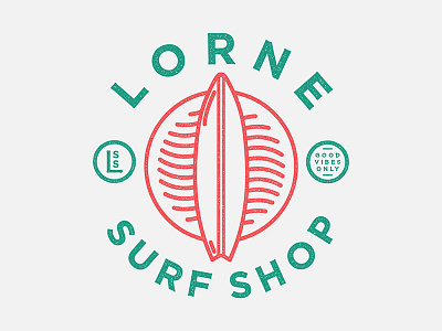 Lorne Surf Shop illustration monoline simple surf type typography