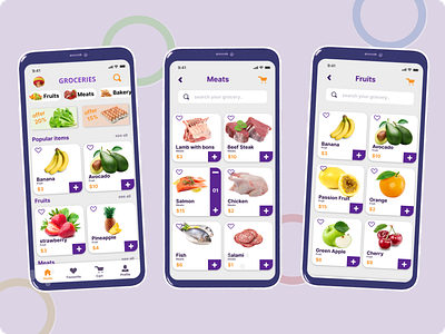 Online Grocery Shopping app branding design groceries ui ux