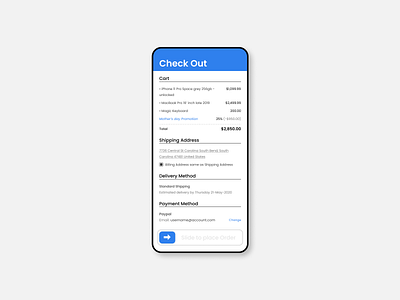 Checkout Screen - Mobile