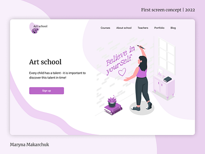 First screen for Art school design figma illustration ui ux