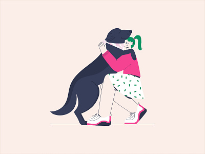 My lovely dog art character characterdesign clean creative design dog dog illustration drawing dribbblers flat hug illustration love painting pattern vector