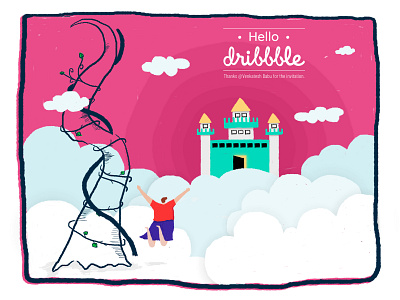 Hello Dribbble beans castle cloud clouds design hello hello dribbble hellodribbble illustration woman women