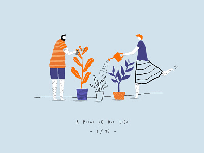 1 of 25 Our Life character character design characters design happy illustration life love minimal photoshop pixelmator plant plants watering wife
