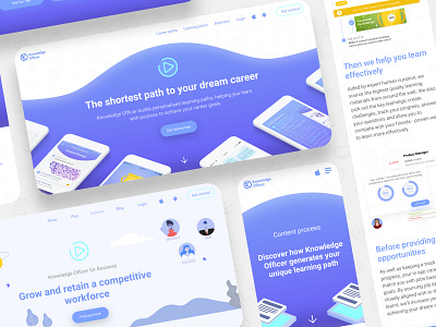 Knowledge Officer Website ai app website artificial intelligence branding curves edtech illustration landing page learning learning platform mobile website modern product design product website ui ux waves web design website workforce analysis