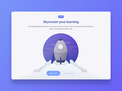 Knowledge Officer - Upgrade Prompt app full screen modal illustration interface learning learning app learning platform minimal pricing product design prompt rocket texture ui upgrade upgrade prompt ux web app