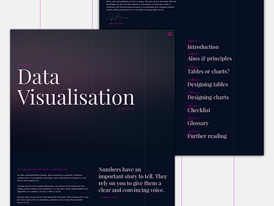 Data Visualisation Website dark data data visualisation design graphs minimal pink typography ui ux web design website