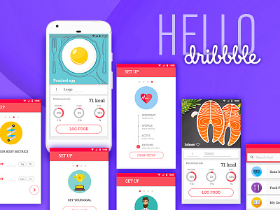 Hello dribble food app material design tracking