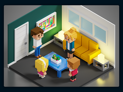 Voxel Family design family game game design graphic design home isometric magicavoxel voxel