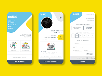 Nowo App android app application card design graphic design insurance ios nowo owner payment rent tenant ui ux