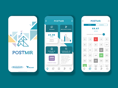 PostMir App android app application bird design exam graphic design home ios list medicine quiz results splash test ui ux
