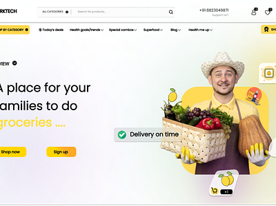 Grocery web design animation branding graphic design logo motion graphics ui