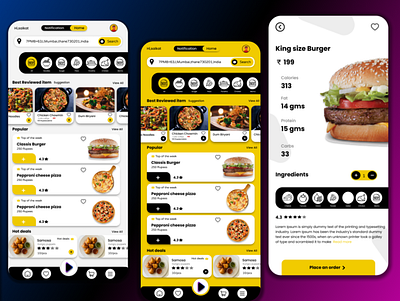 Food delivery app ui branding design designerhub dork graphic design illustration singhdesigns ui ux vector