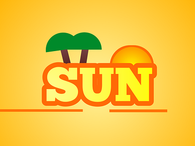 Sun Text Design art coconut cool design fancy graphic hot illustration logo orange rising sun trees yellow