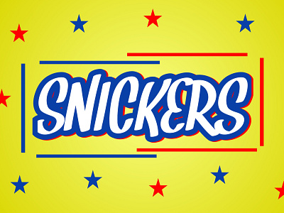 Snickers art blue cool design fancy graphic illustration logo red snickers stars style white yellow