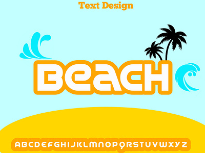 Beach Text Design art beach blue coconut cool design fancy graphic hot illustration logo orange sand sea trees waves white