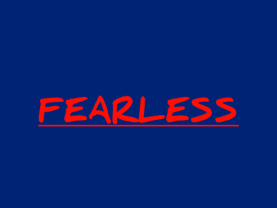 Fearless text design best blue background brand branding brave brave text design cool design fancy fearless fearless text design fonts graphic illustration logo motivational quote red text