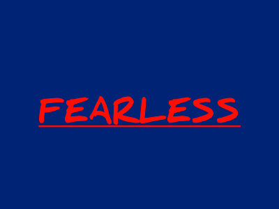 Fearless text design best blue background brand branding brave brave text design cool design fancy fearless fearless text design fonts graphic illustration logo motivational quote red text