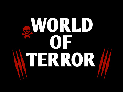 World of terror best branding commercial cool design fancy graphic horror illustration logo movie scary skeleton skull terror text world