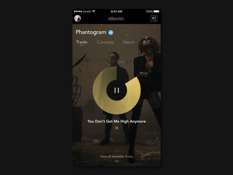 Music Player Animation Exploration principle animation ui ux ios idea audio music phantogram song band