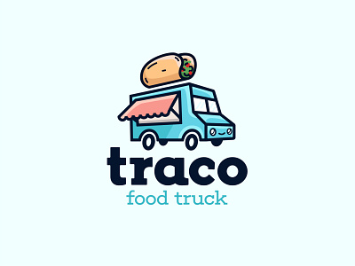 Taco Truck Logo blue blue car blue truck logo car logo cute cute logo food food logo food truck food truck logo funny illustration minimalist taco truck truck