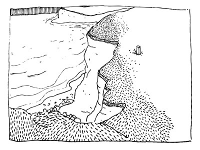 Cliff cliff handdrawing nature outdoors pen sea