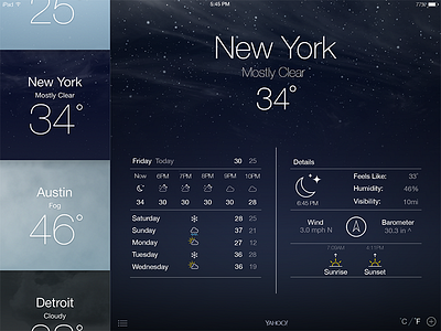 iOS 7 Weather For iPad Concept concept dynamic ios ios 7 ipad iphone mockup parallax weather