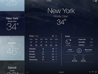 iOS 7 Weather For iPad Concept