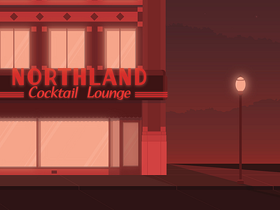 Hotel Northland Cocktail Lounge atmosphere cocktail lounge hotel illustration mid century neon northland signage