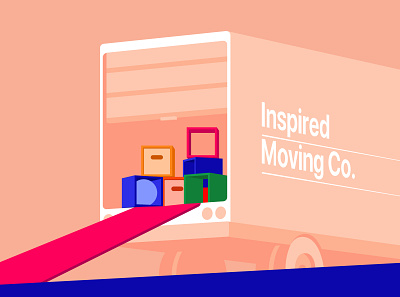 Inspired Moving Co. apple apple store cube forum illustration moving retail store truck