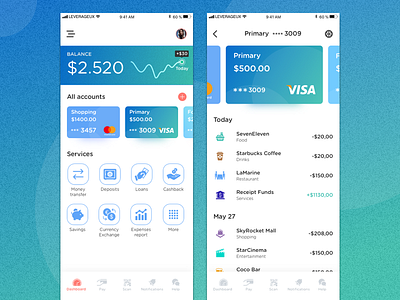 Mobile Banking Dashboard Card Pages banking card ui fintech iphonex mobile banking mobile dashboard