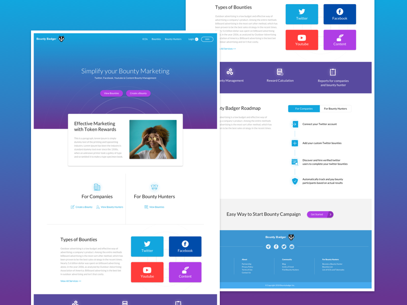 UI/UX Design for ICO Bounty Web App by Roman Leshchyk on Dribbble