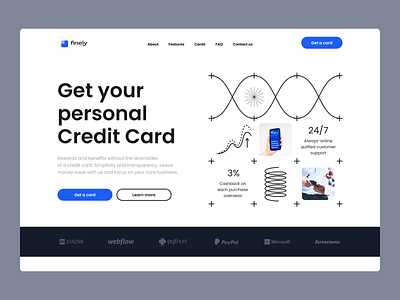 Banking Hero section Page 💸 bank banking blue card clean concept credit card design figma hero section landing landing page ui uiux user interface ux web design white