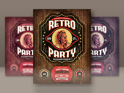 Retro Party Flyer Template flyer invitation party poster retro retro flyer retro poster template vintage vintage flyer