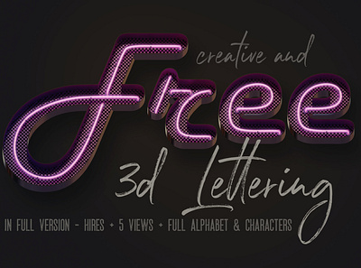 Free Script Neon 3D Lettering deeezy font free free font free graphics free typography freebie neon neon font neon graphics neon light neon sign retro retro neon script typography