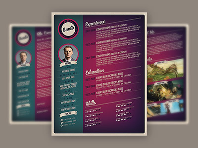 Retro Style Resume artistic creative cv design designer portfolio print print portfolio print resume resume resume template retro retro resume template vintage