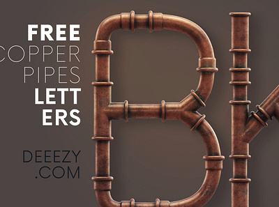 FREE Copper Pipes 3D Lettering 3d 3d font copper pipes deeezy font free free font free graphics free typography freebie game pipes png typography vintage vintage font