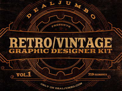 Retro/Vintage Graphic Designer Kit v.1 badge bundle deal dealjumbo elements logo retro sale shapes textures vector vintage