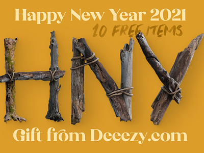 Happy New Year 2021 FREE Gift Bundle 3d 3d typography deeezy font free free backgrounds free bundle free font free graphics free shapes free typography free vectors freebie freebies typography vector