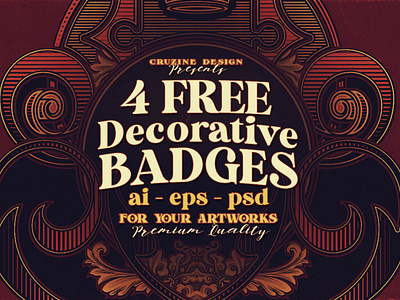 4 Decorative - Free Frames or Badges badge decorative frame deeezy free free graphics free shapes free vector freebie logo ornamental frame photoshop retro retro frame retro logo shapes vector victorian vintage vintage frame vintage graphics