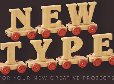 Wooden Train - Free 3D Lettering 3d 3d font 3d letters 3d typography deeezy font free free font free graphics free typography freebie freebies funny font game font kids toy playful font png typography wooden wooden train