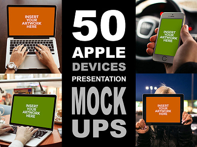 50 Apple Devices MockUps apple bundle dealjumbo devices display mockup photoshop presentation template