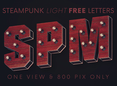 Steampunk Lights - Free 3D Lettering alphabet deeezy design font free free font free graphics freebie lettering letters light bulb light font marquee sign typeface typography vintage wooden