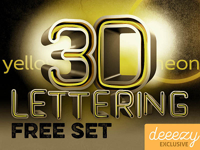 Free Neon 3D Lettering Set 3d 3d font deeezy font free free font free typography freebies futuristic futuristic typography logo typography