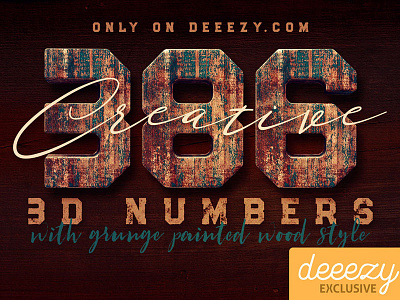 FREE Grunge Wood 3D Numbers 3d 3d lettering grunge grunge wood lettering numbers retro typography vintage vintage typography wooden